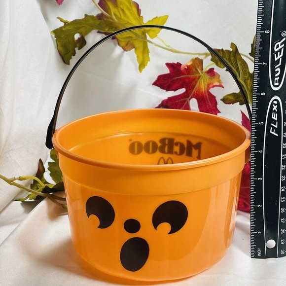 Vintage Pail McDonalds MCBOO Orange Halloween PUMPKIN BUCKET Happy Face NO LID - Picture 6 of 9